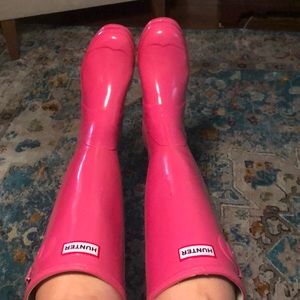 Hunter Original Gloss Tall Pink Boots size 9m